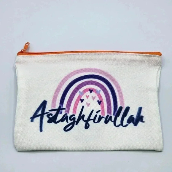 Astaghfirullah Canvas Zipper Pencil Bag Makeup Bag Pouch Bag Handmade NWT - Picture 1 of 2